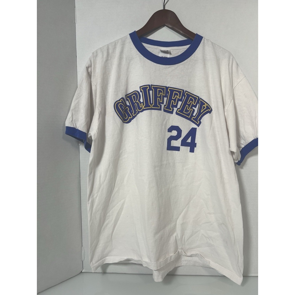 VTG Seattle Mariners Ken Griffey Jr #34 Ringer T Shirt Anvil White Mens XL 056